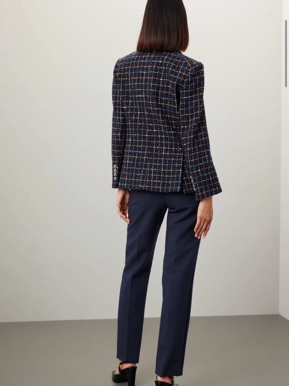 New Veronica Beard Black Multi Tweed Double-Breasted Blazer - Picture 3 of 7